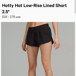 Lulu Lemon Hotty Hot Shorts